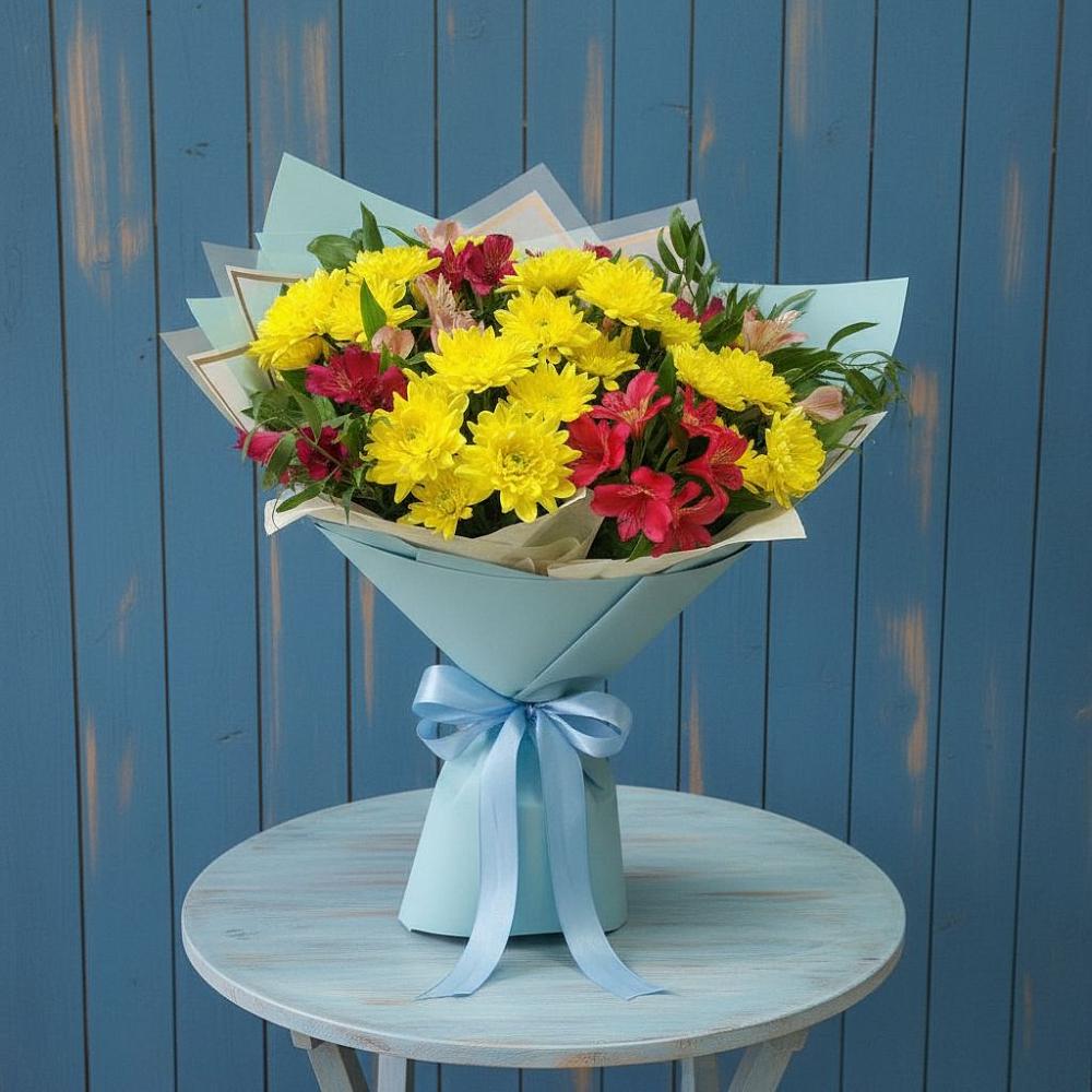 Букет цветов из: Альстромерии и Хризантемы в Кандрах
