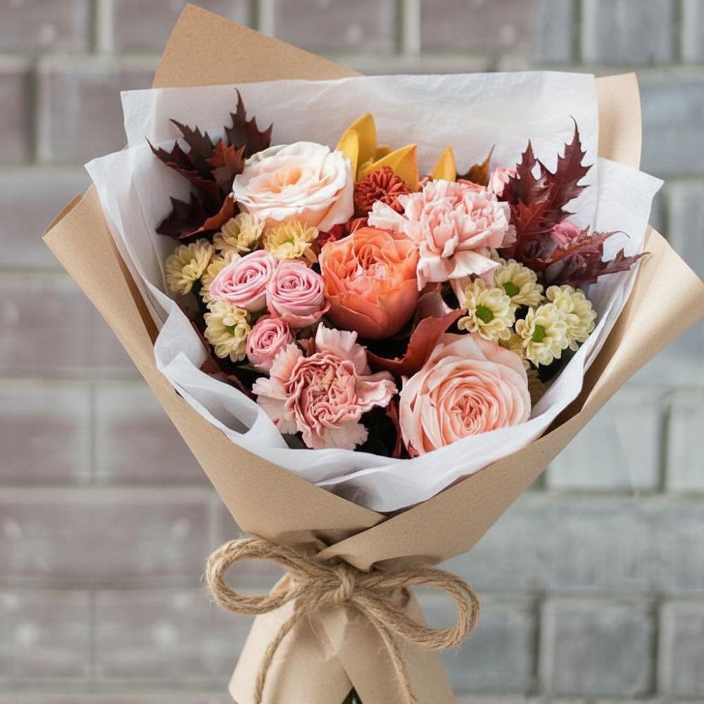 Букет цветов из: Гвоздики, Хризантемы и Розы в Кандрах