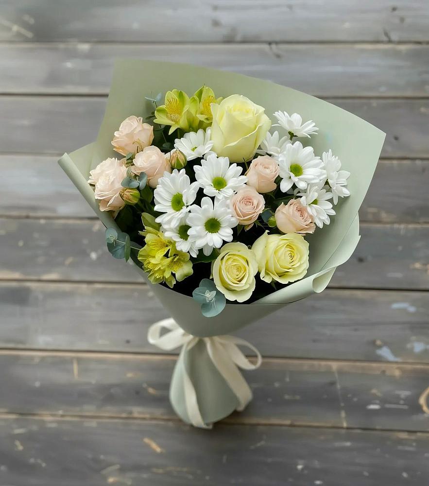 Букет цветов из: Альстромерии, Розы и Хризантемы в Кандрах