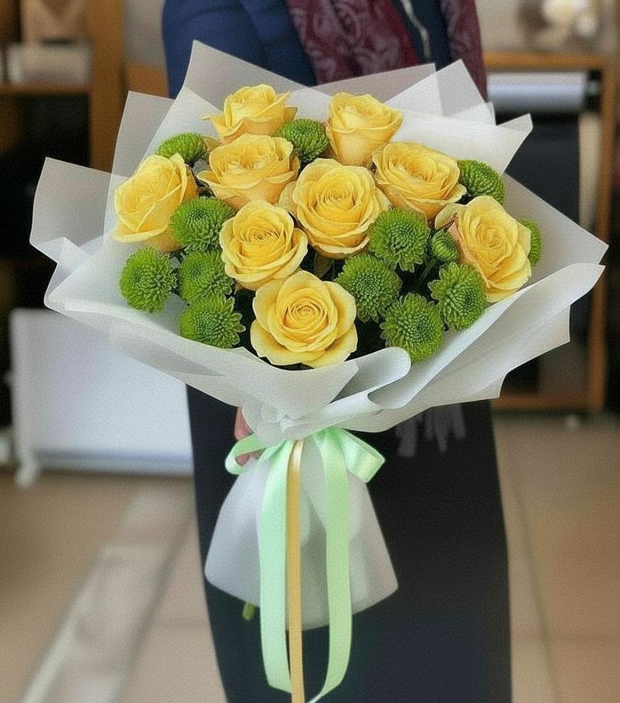 Букет цветов из: Хризантемы и Розы в Кандрах