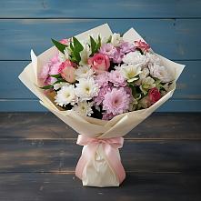 Букет цветов из:  Хризантемы, Альстромерии и Розы #REPLACE_PRED# Кандрах