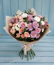 Букет цветов из:  Хризантемы, Розы и Альстромерии #REPLACE_PRED# Кандрах