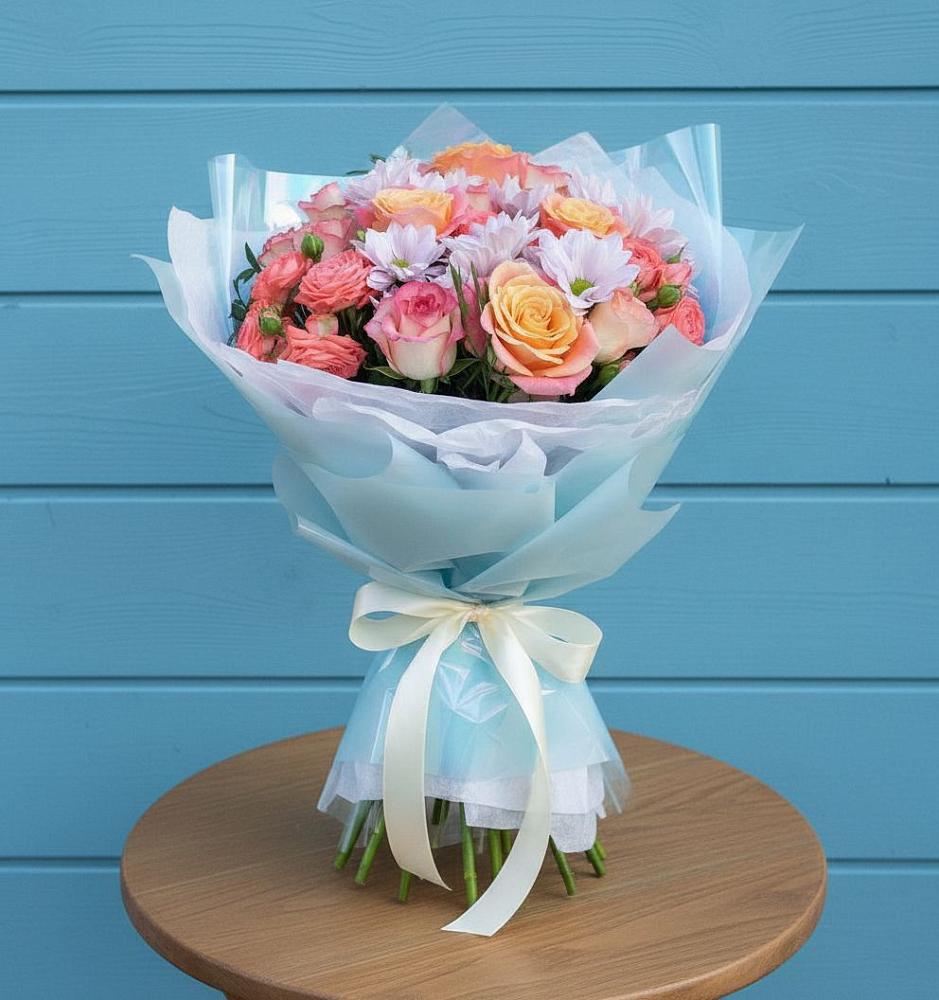 Букет цветов из: Хризантемы и Розы в Кандрах